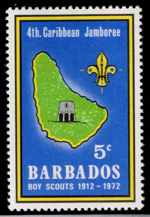 Barbados #372 Map of Barbados and Combermere School; MNH