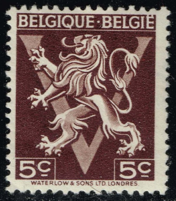 Belgium #322 Lion Rampant and 'V'; Unused