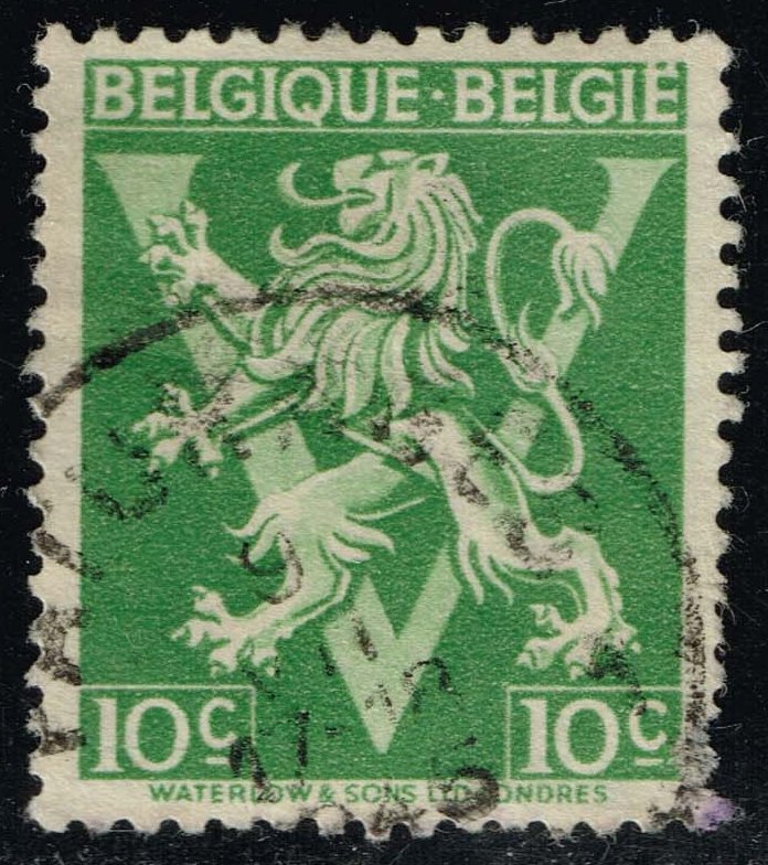 Belgium #323 Lion Rampant and 'V'; Used
