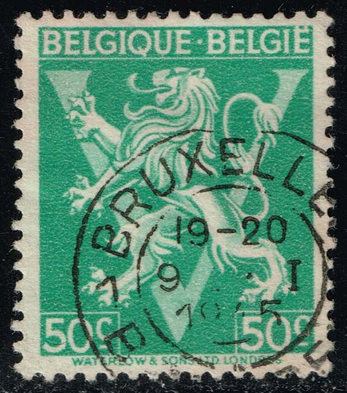 Belgium #326 Lion Rampant and 'V'; Used - Click Image to Close