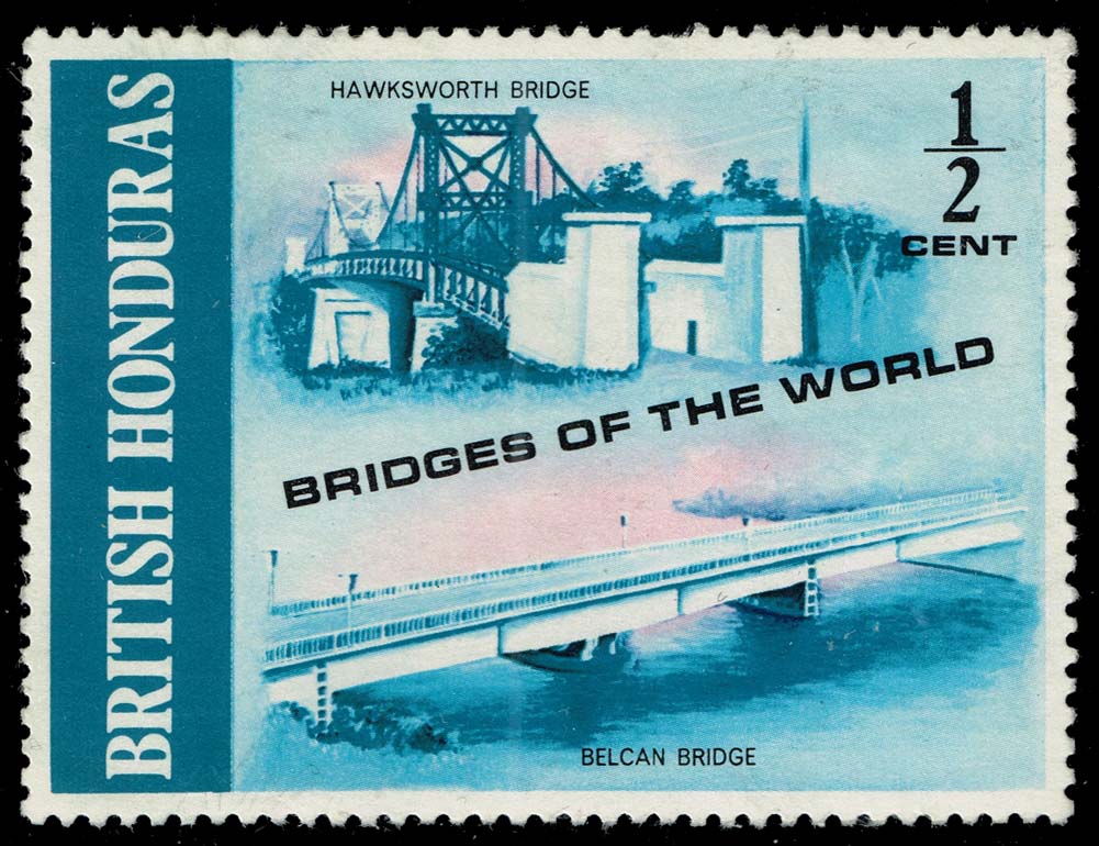 British Honduras #287 Kawksworth and Belcan Bridges; Unused