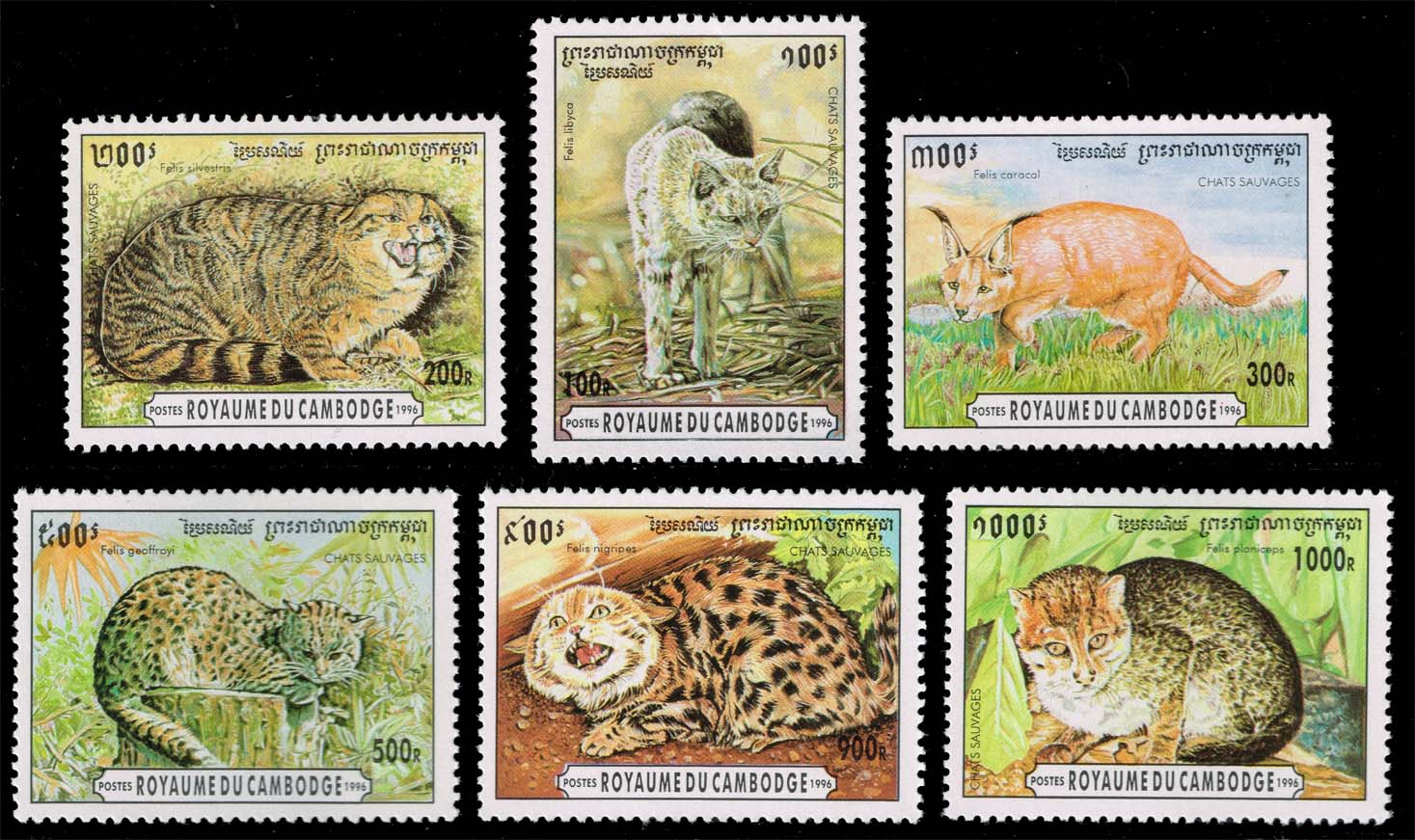 Cambodia #1491-1496 Wild Cats Set of 6; MNH