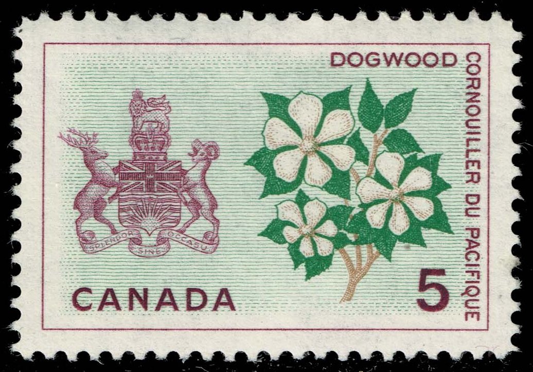 Canada #423 Dogwood and Arms of British Columbia; MNH