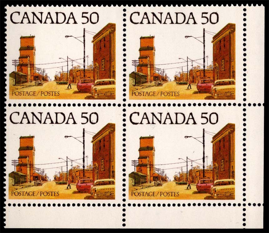 Canada #723A Prairie Town Main Street Block of 4; MNH