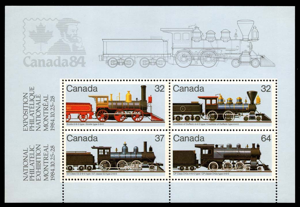 Canada #1039a Steam Locomotives Souvenir Sheet; MNH