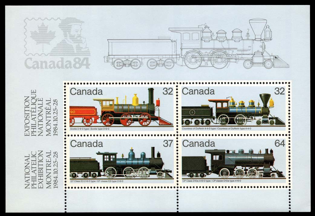 Canada #1039a Steam Locomotives Souvenir Sheet; MNH