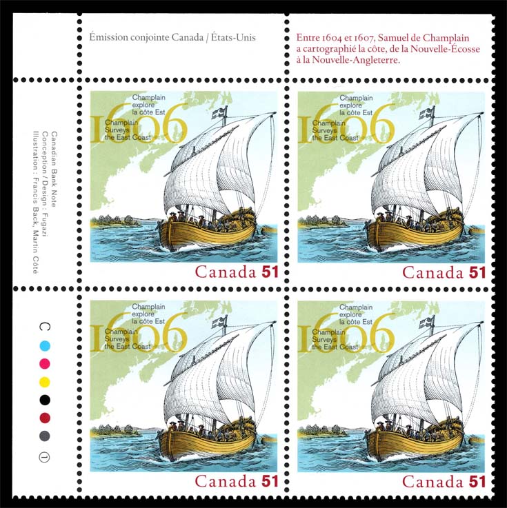 Canada #2155 Surveying the East Coast Corner Block of 4; MNH