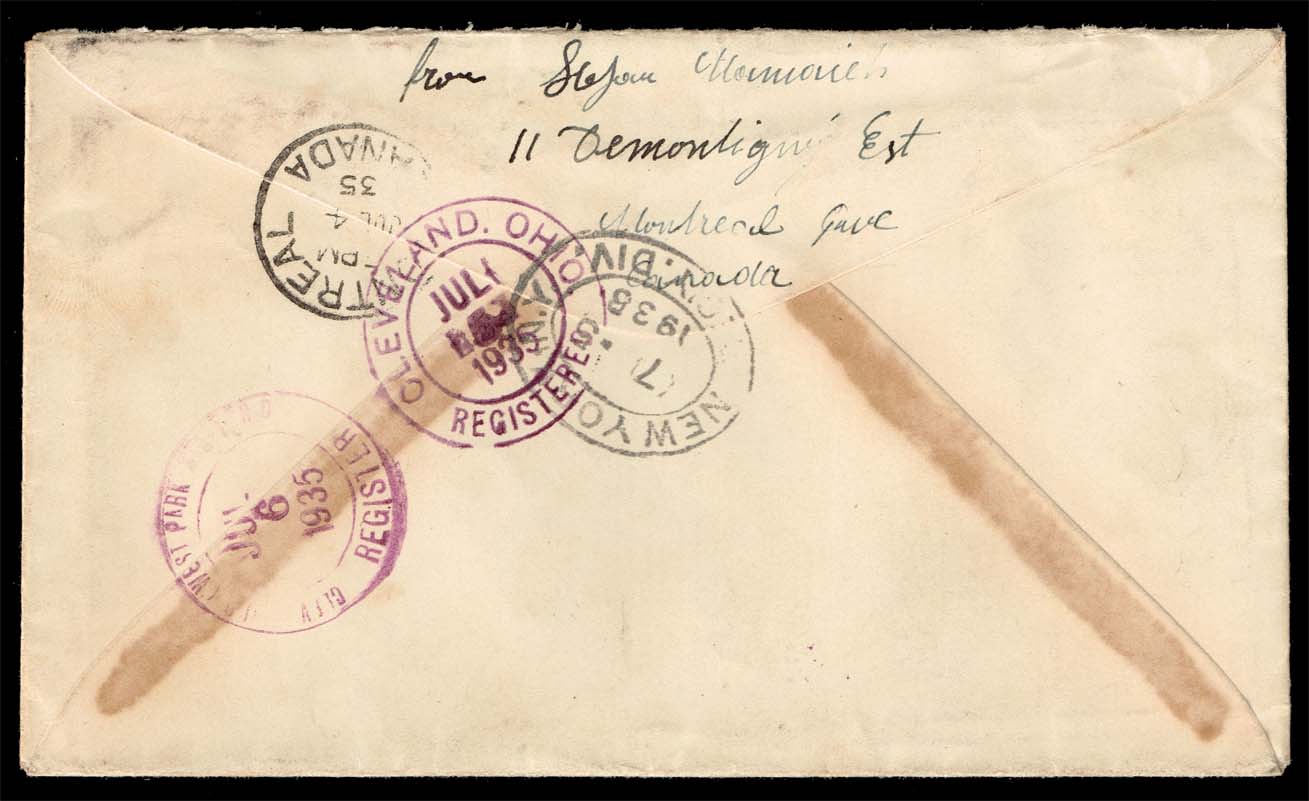 Canada #C2 (2) and C5 on Registered Cover to Cleveland