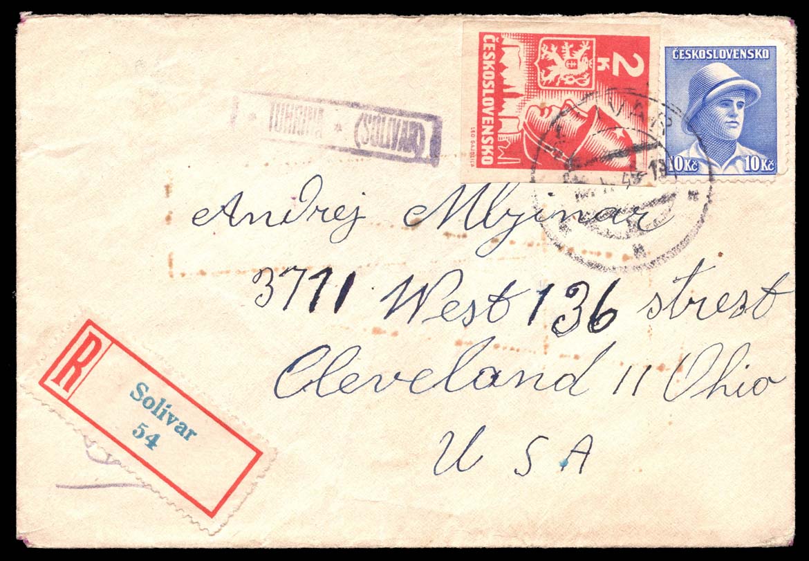 Czechoslovakia #287; 307 on Registered Cover