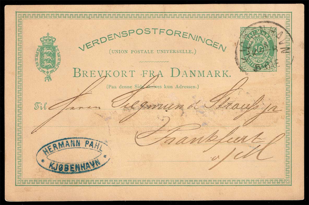 Denmark Postal Card to Frankfurt Germany - Click Image to Close