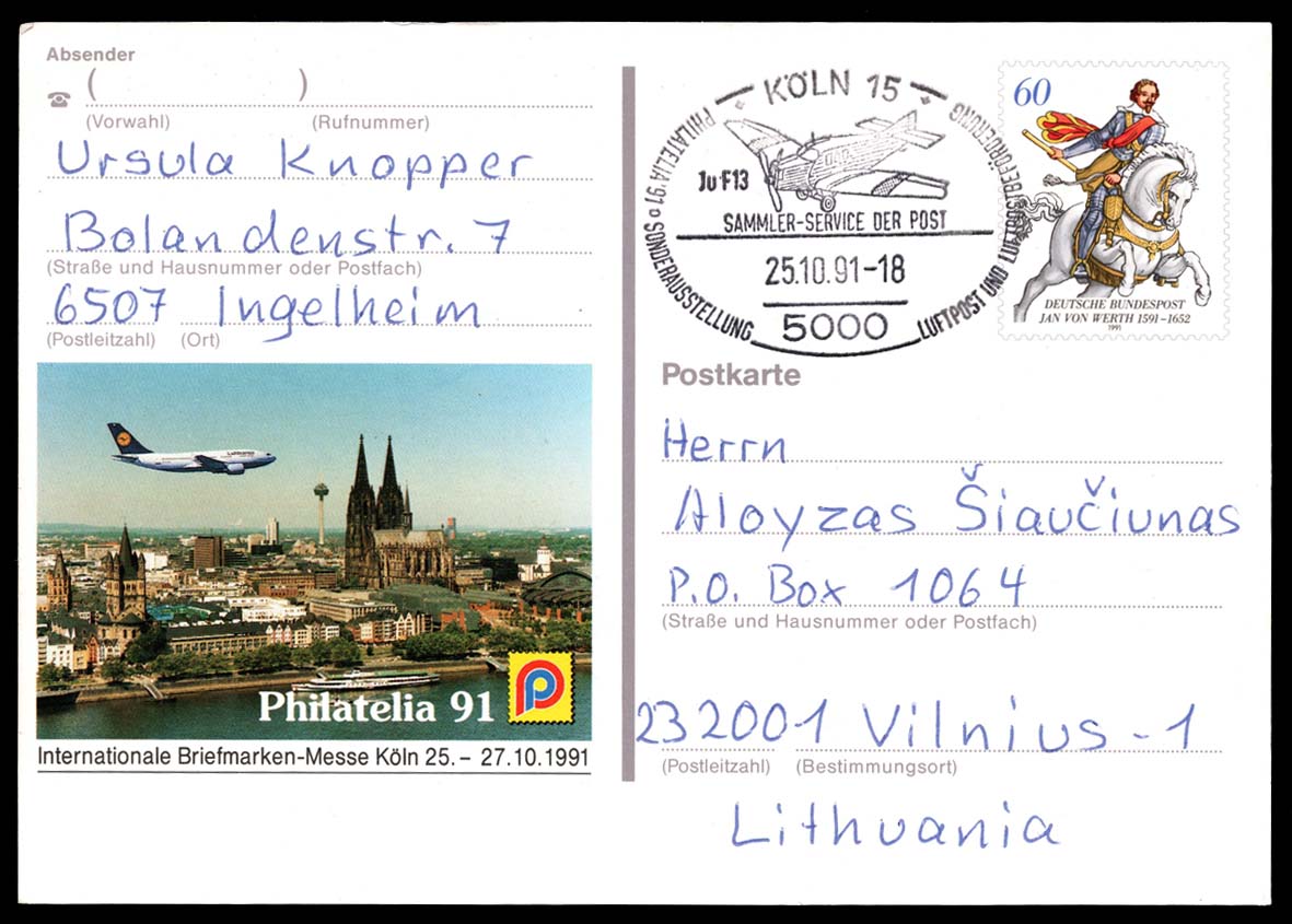 Germany Mi #PSo25 Jan von Werth Postal Card; Used