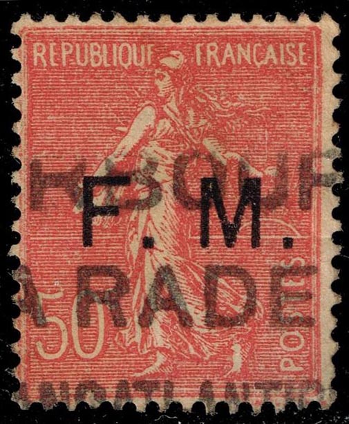 France #M6 Military Stamp - F.M. Overprint; Used - Click Image to Close