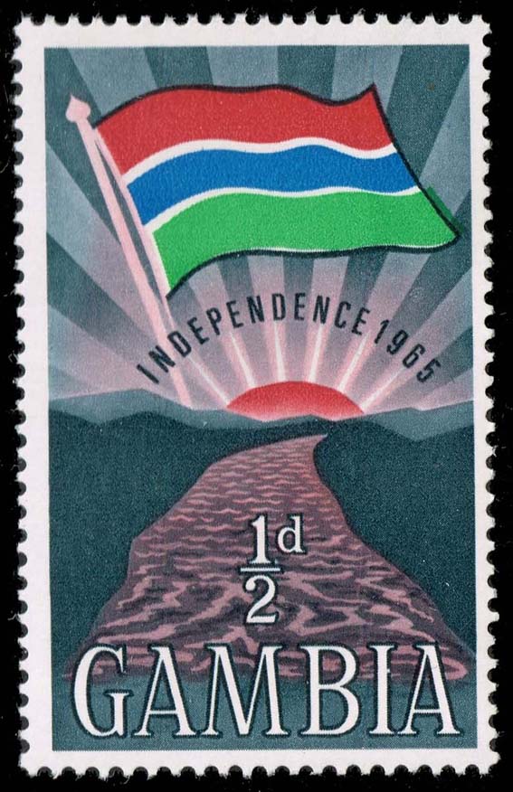 Gambia #206 Flag over River and Rising Sun; MNH