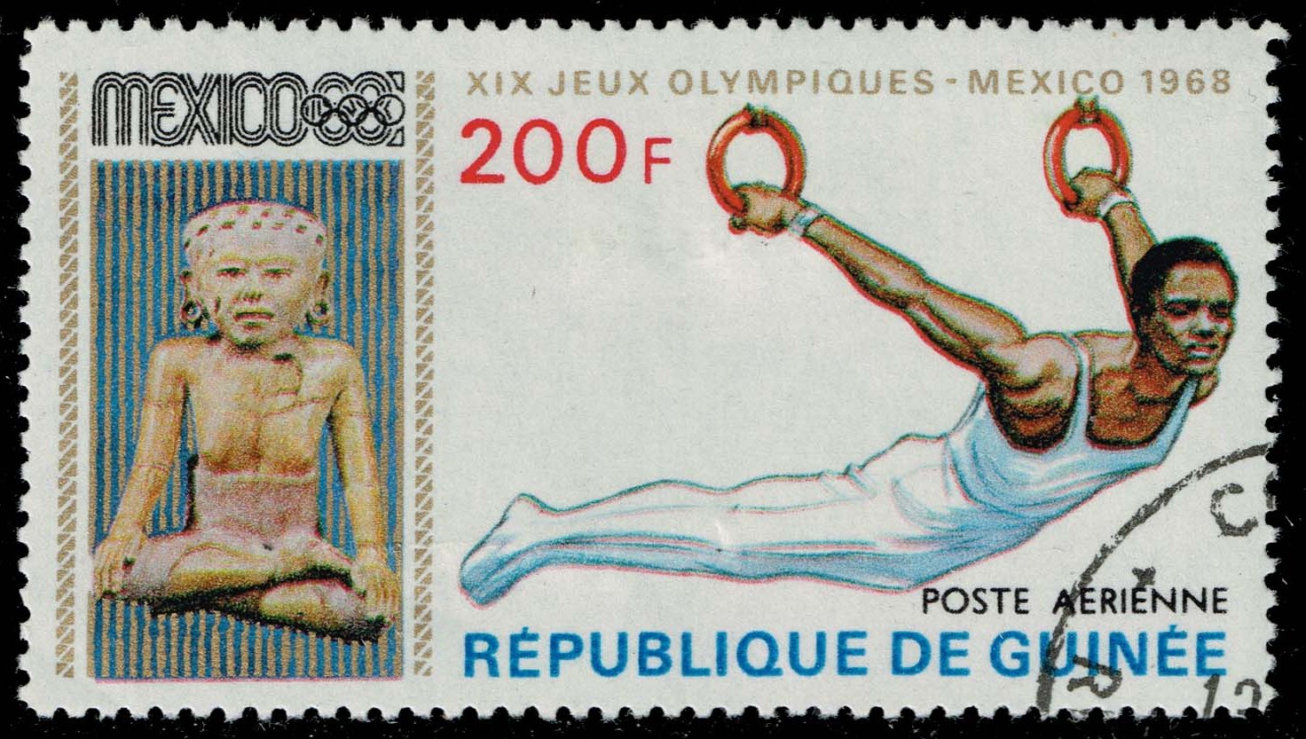 Guinea #C111 Sculpture and Gymnast on Rings; CTO - Click Image to Close