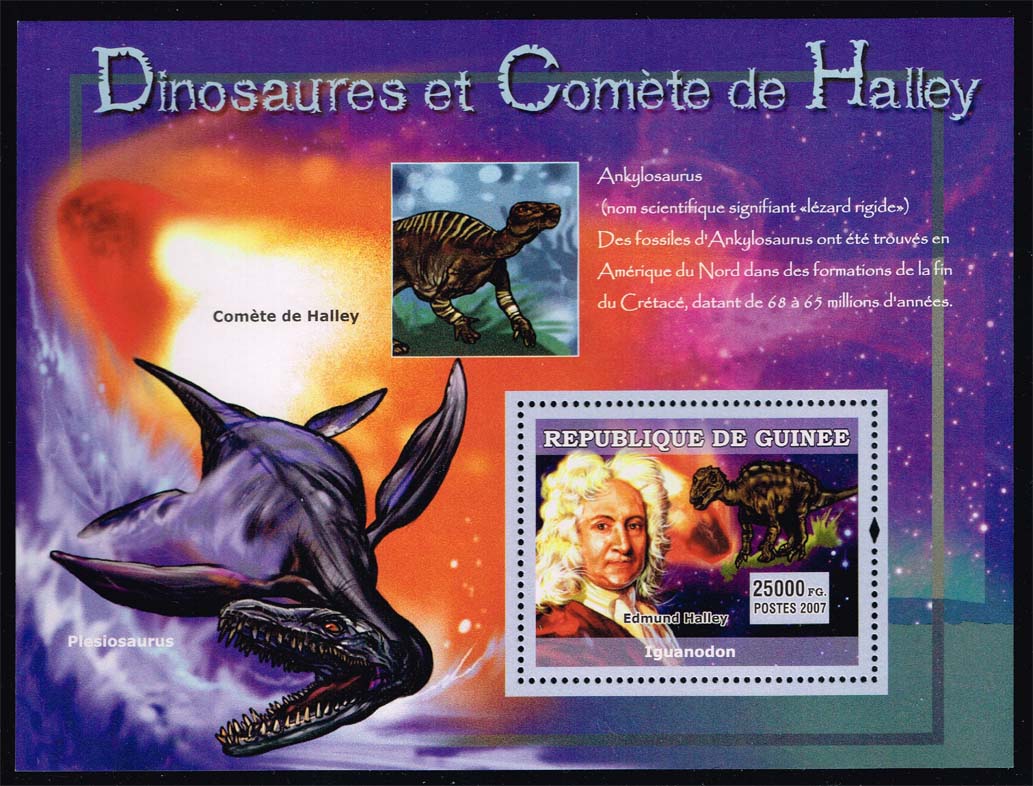 Guinea SW #4760 Halley, Iguanodon and Plesiosaur; MNH