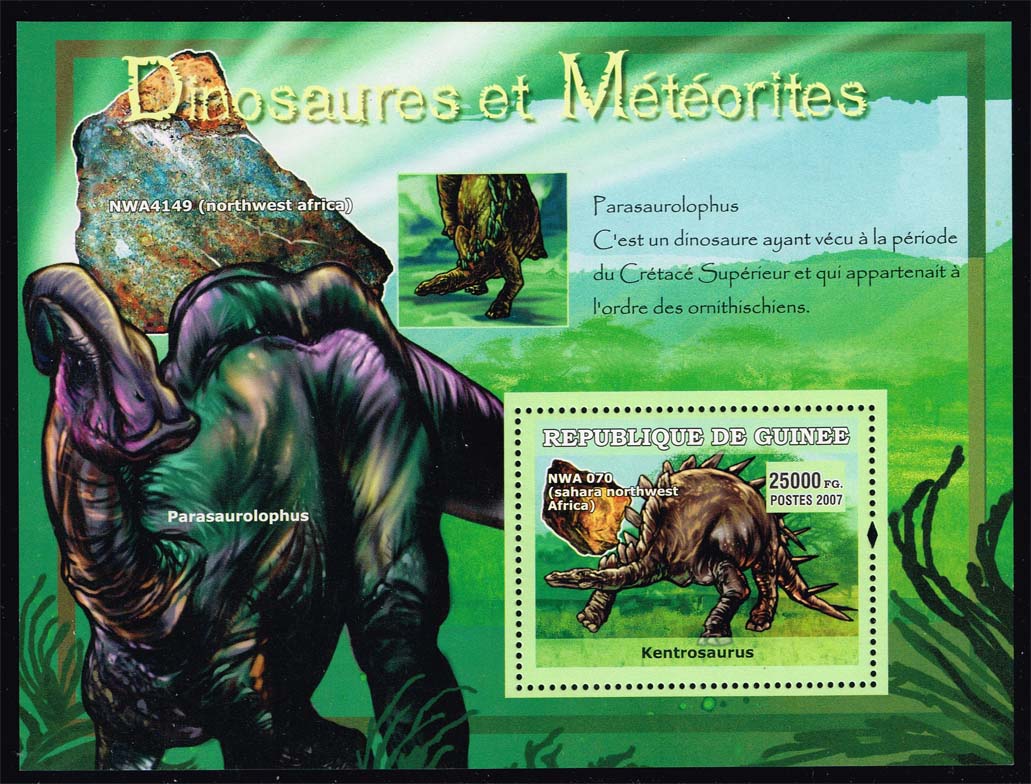 Guinea SW #4779 Kentrosaurus and Parasaurolophus; MNH