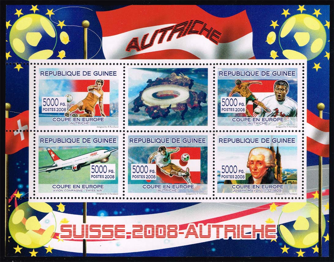 Guinea SW #5527-5531 European Football Cup Minisheet; MNH