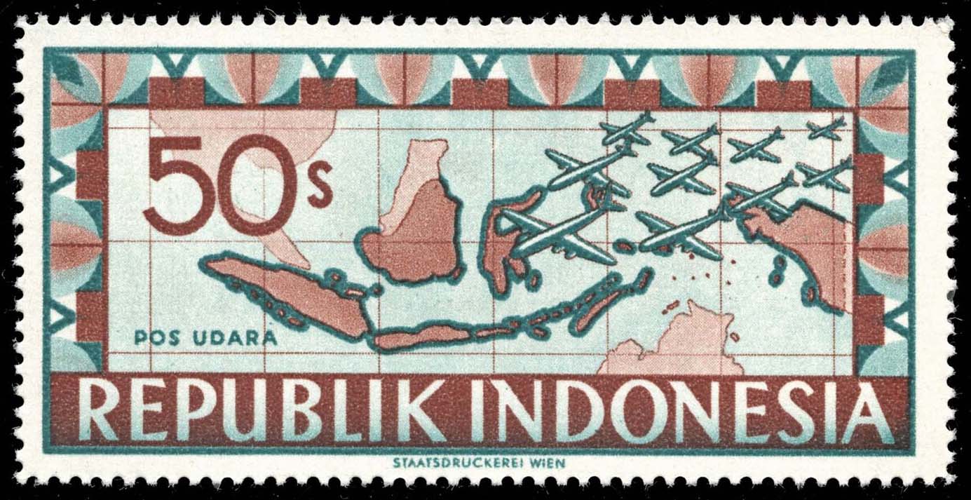 Indonesia #C33 Map and Airplanes; MNH