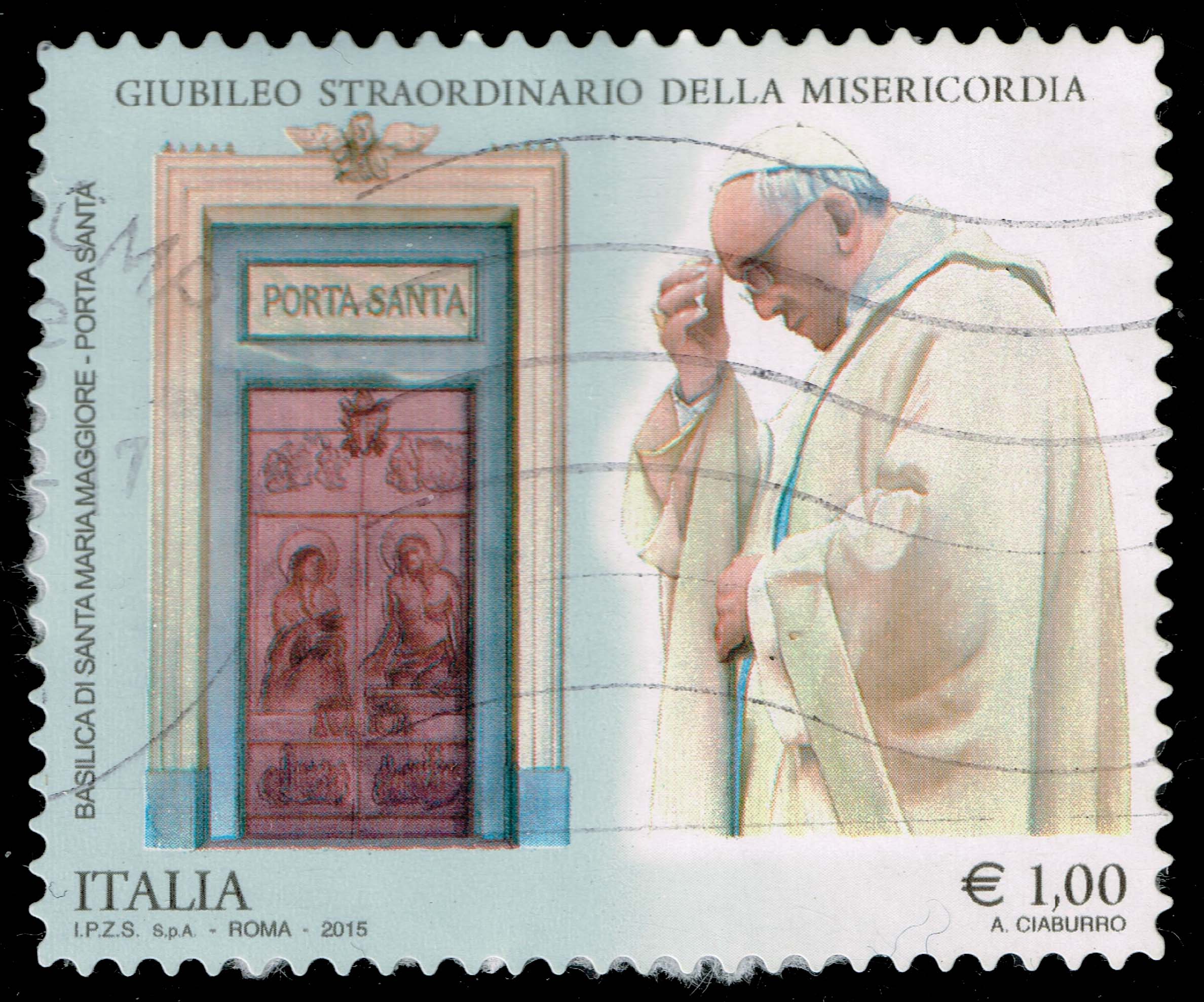 Italy #3357 Pope Francis and Door of St. Mary Basilica; Used - Click Image to Close