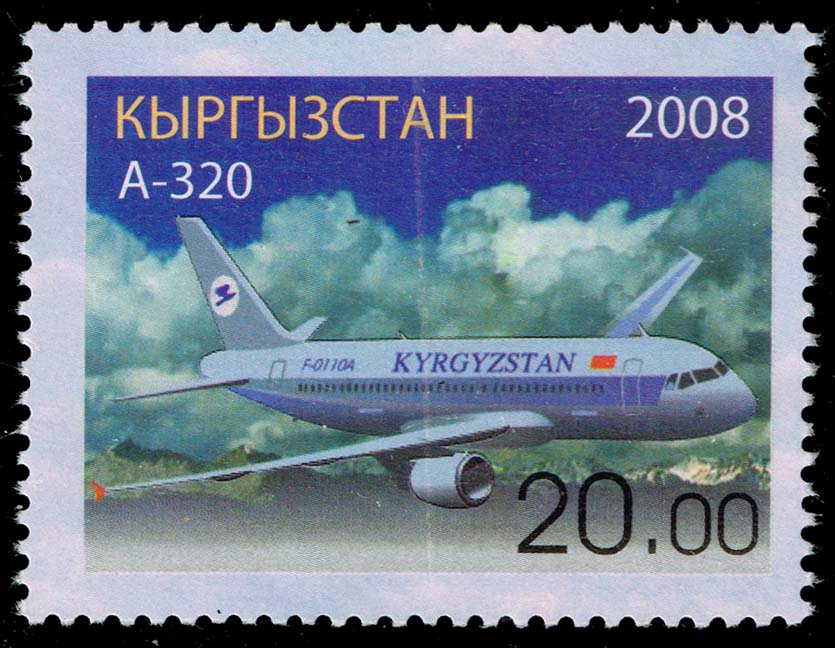 Kyrgyzstan #321f Airbus A-320 Aircraft; MNH