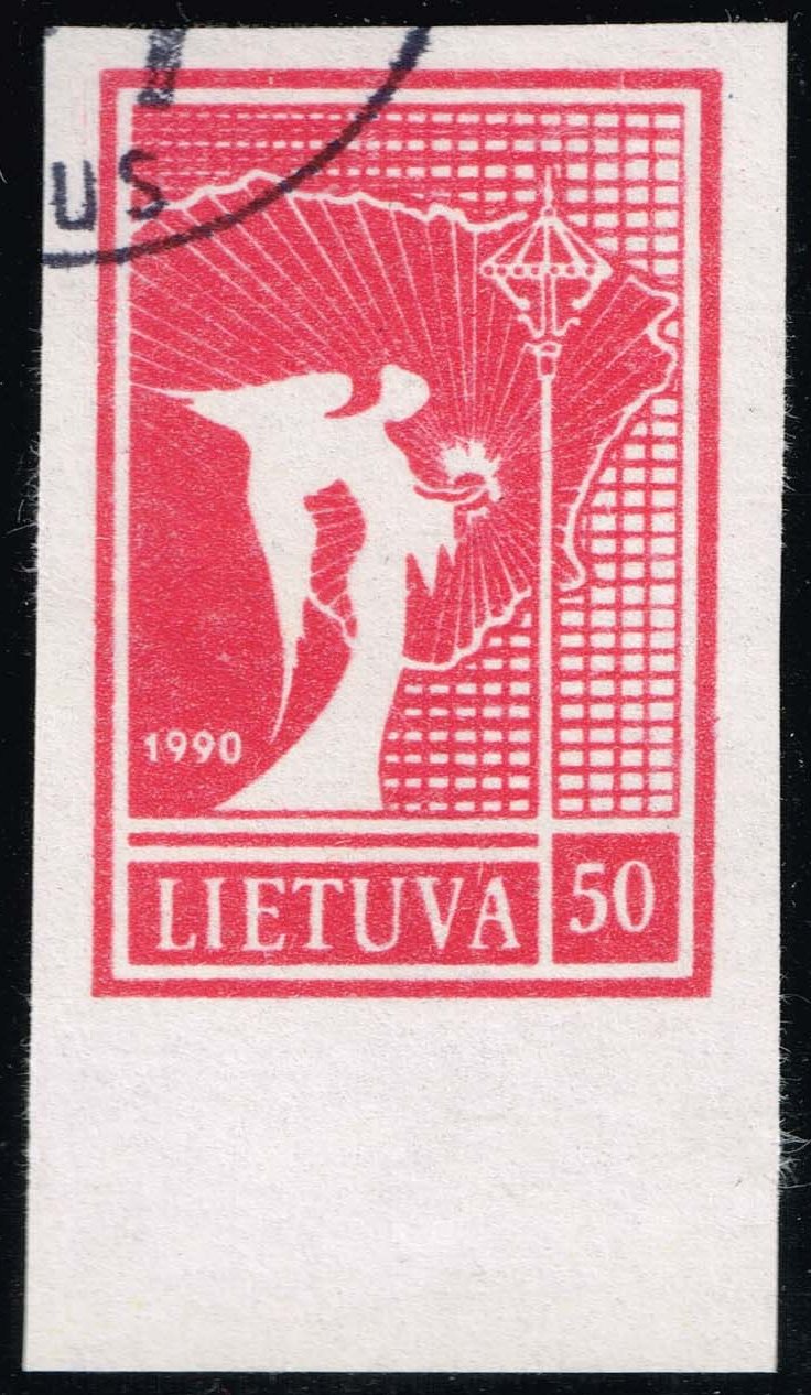 Lithuania #374 Angel and Map; Used