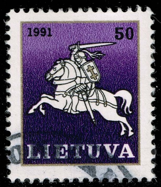 Lithuania #412 White Knight Vytis; Used - Click Image to Close