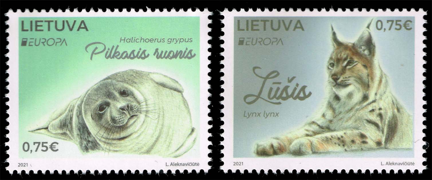 Lithuania #1183-1184 Lynx and Seal Set of 2; MNH