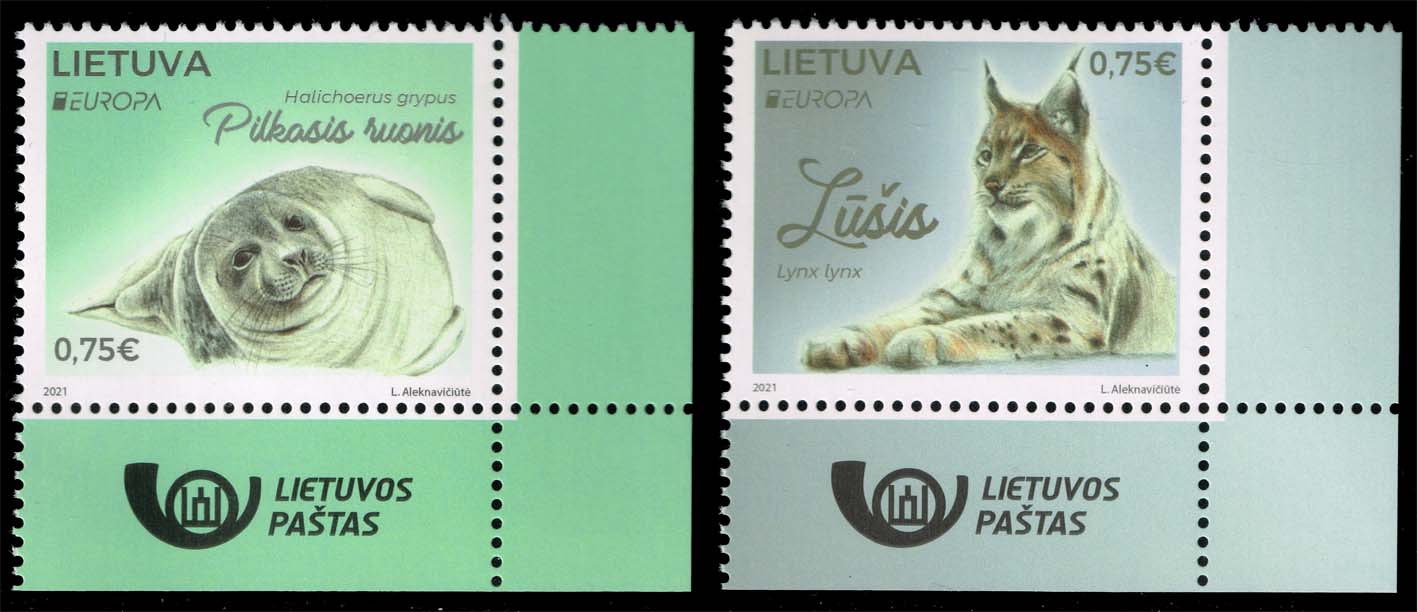 Lithuania #1183-1184 Lynx and Seal Set of 2; MNH