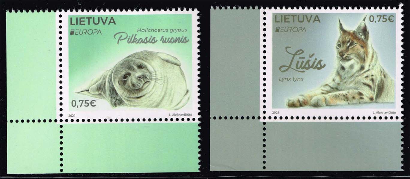 Lithuania #1183-1184 Lynx and Seal Set of 2; MNH