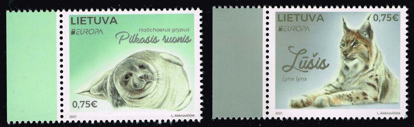 Lithuania #1183-1184 Lynx and Seal Set of 2; MNH