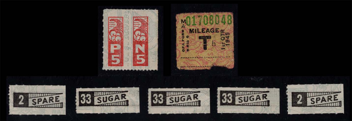 Mixture of various US WWII Ration Stamps