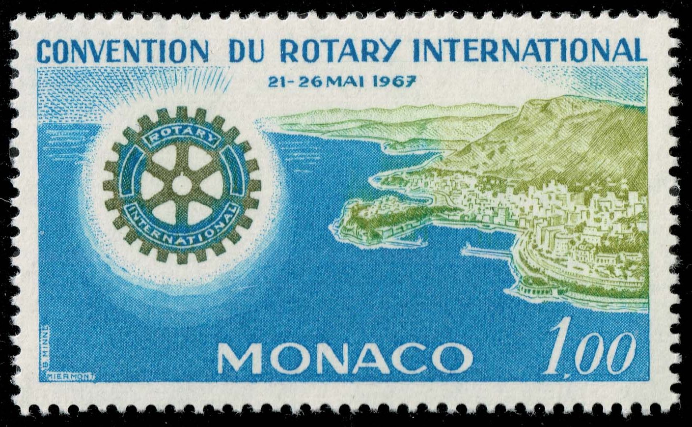 Monaco #666 Rotary Emblem and View of Monte Carlo; MNH