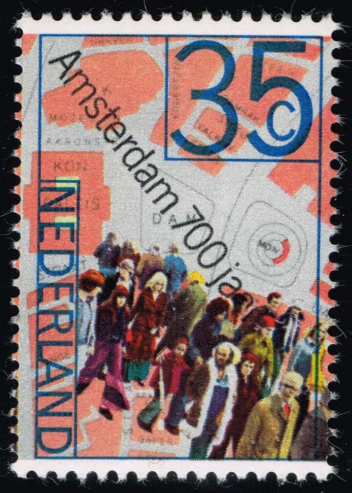Netherlands #524 People and Map of Dam Square; MNH