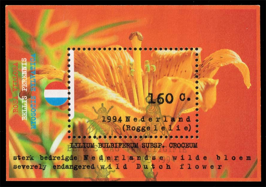 Netherlands #856 Fire Lily Souvenir Sheet; Used - Click Image to Close
