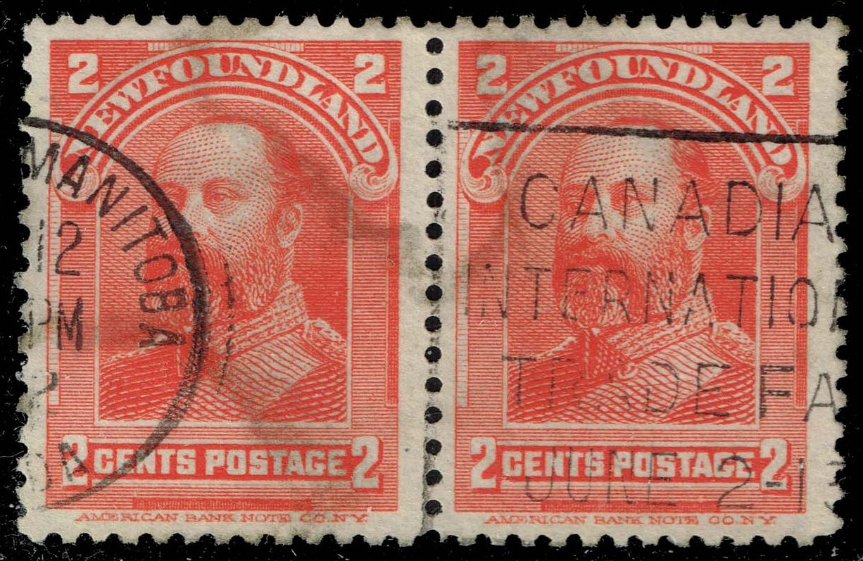 Newfoundland #82 Edward VII as Prince of Wales Pair; Used