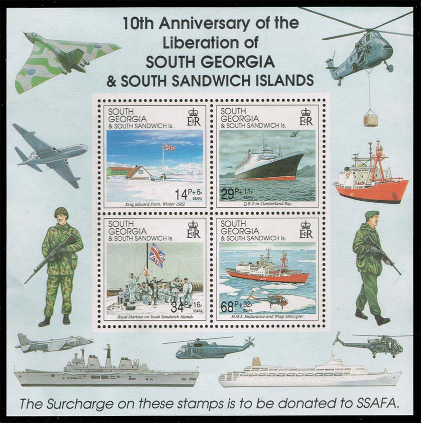 South Georgia #B4a Souvenir Sheet of 4; MNH - Click Image to Close