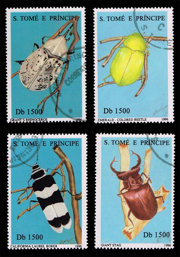 St. Thomas & Prince #1287a-d Beetles Set of 4; CTO