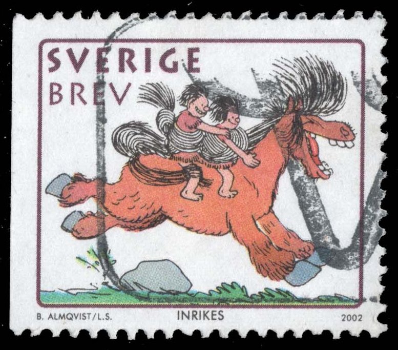 Sweden #2428a Boy and Girl on Horse; Used