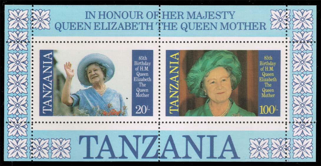 Tanzania #269a Queen Mother Souvenir Sheet of 2; MNH
