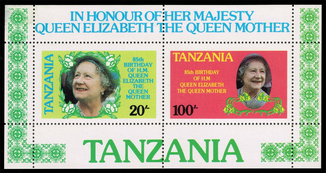 Tanzania #270a Queen Mother Souvenir Sheet of 2; Unused