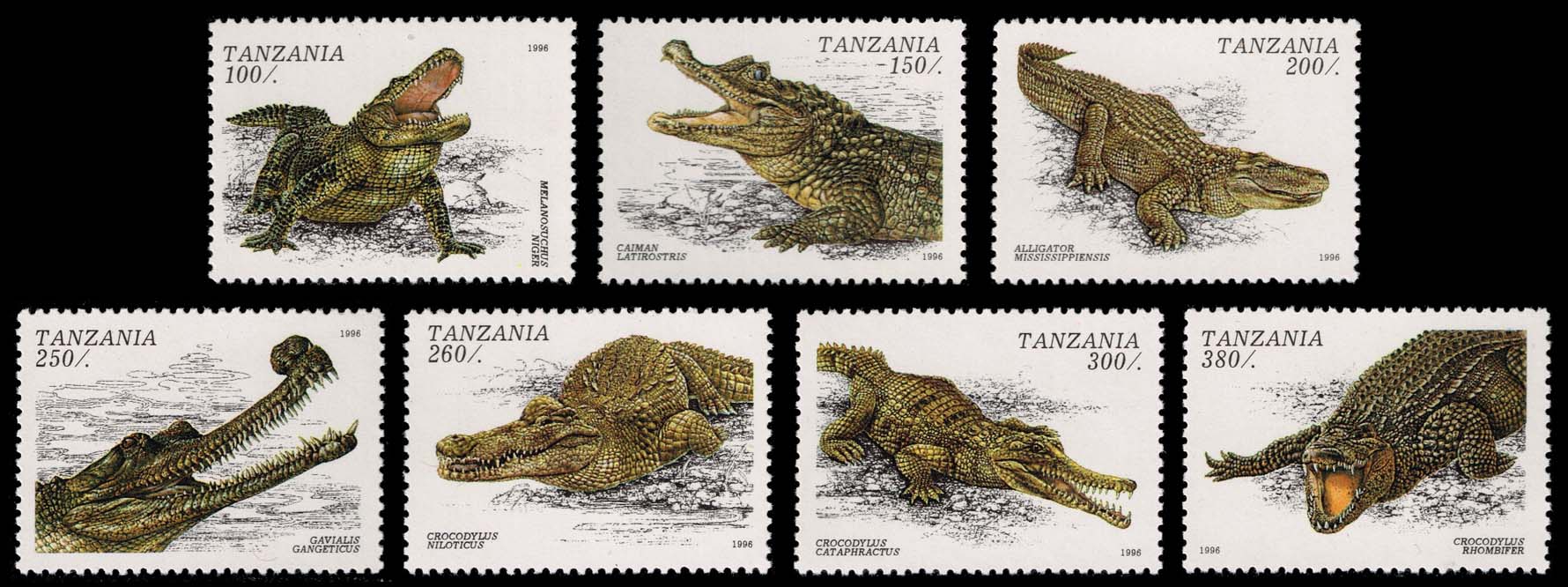 Tanzania #1463-1469 Crocodilians Set of 7; MNH - Click Image to Close