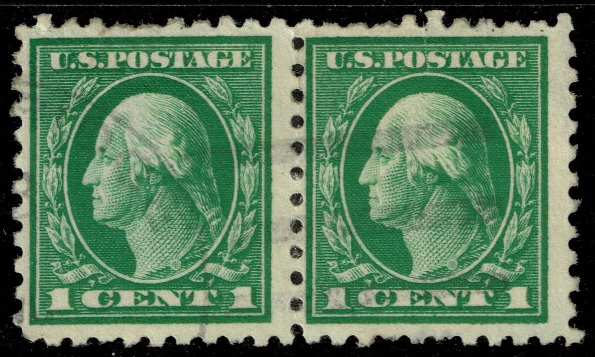 US #424 George Washington Pair; Used
