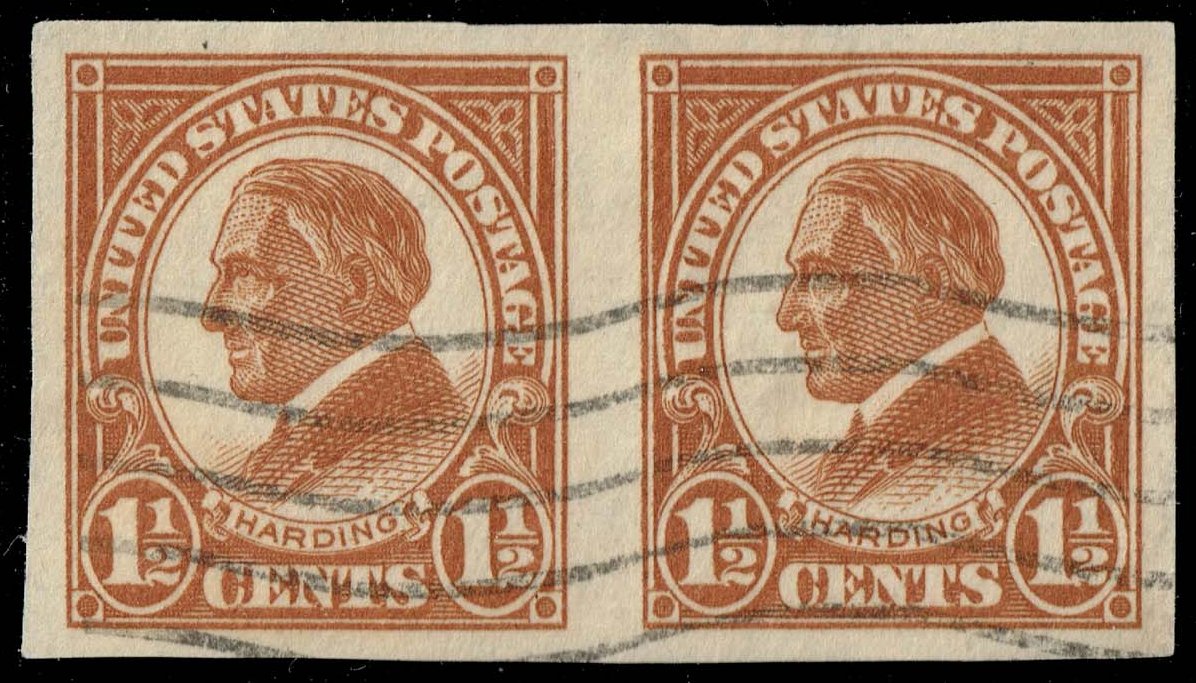 US #576 Warren G. Harding Pair; Used