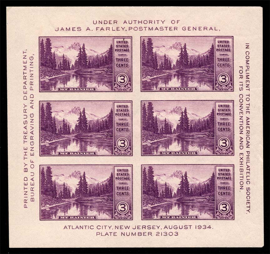 US #750 American Philatelic Society Sheet of 6; Unused