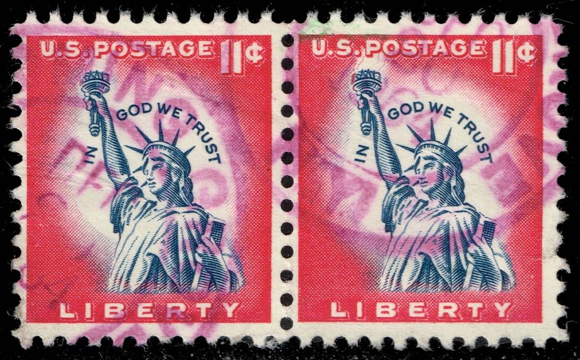 US #1044A Statue of Liberty Pair; Used - Click Image to Close