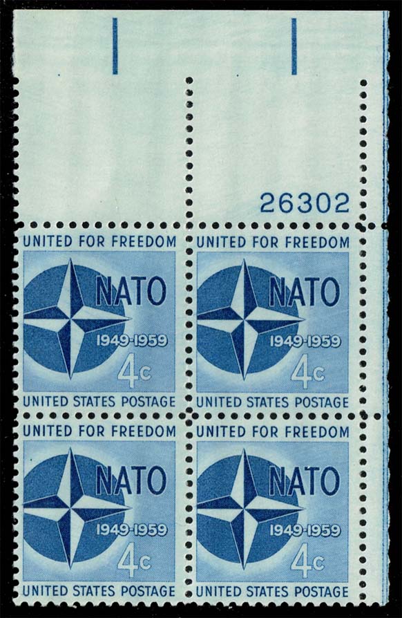 US #1127 N.A.T.O. Emblem P# Block of 4; MNH - Click Image to Close