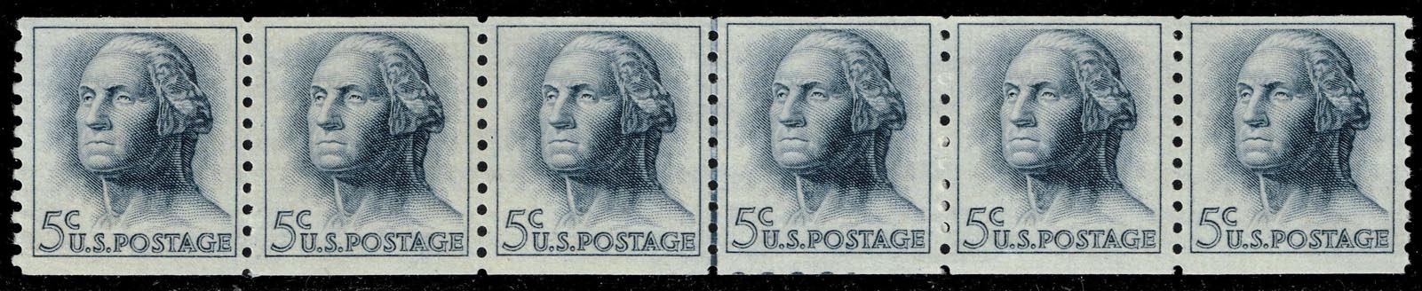 US #1229a George Washington Joint Line Strip of 6; MNH - Click Image to Close