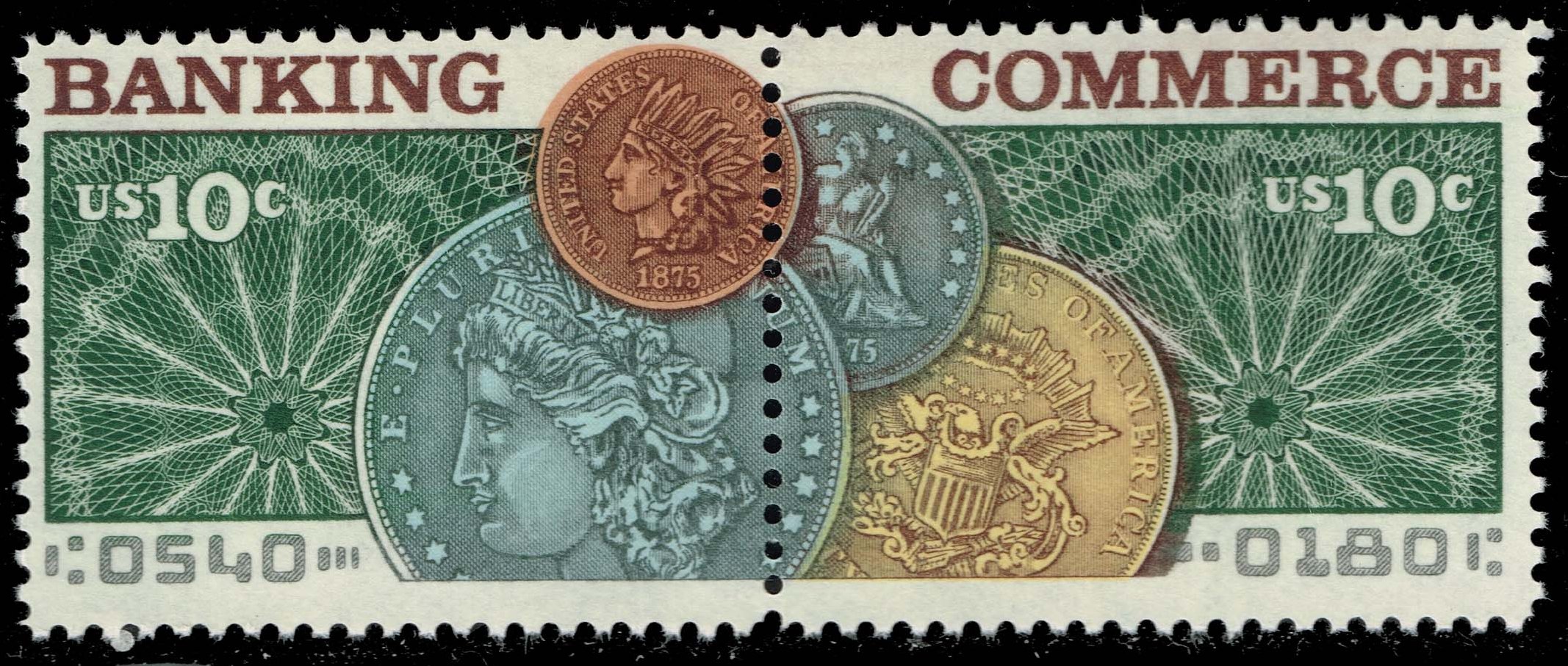 US #1578a Banking & Commerce Se-tenant Pair; MNH