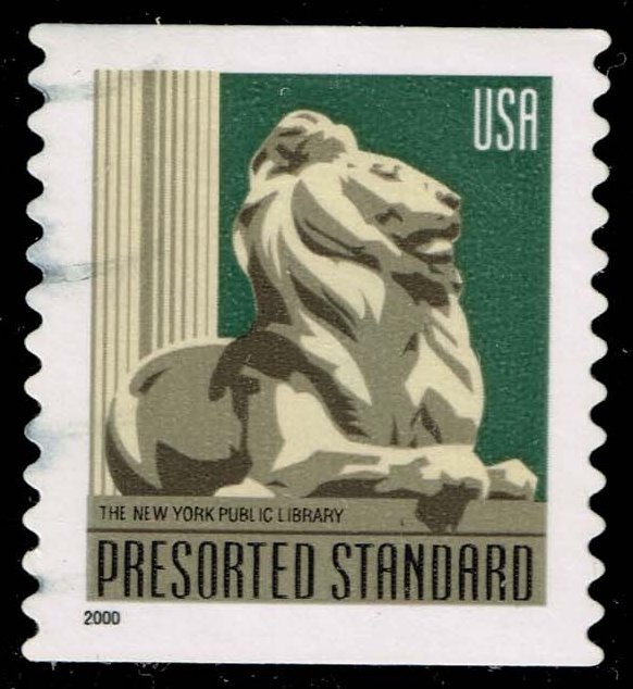 US #3447 New York Public Library Lion; Used - Click Image to Close