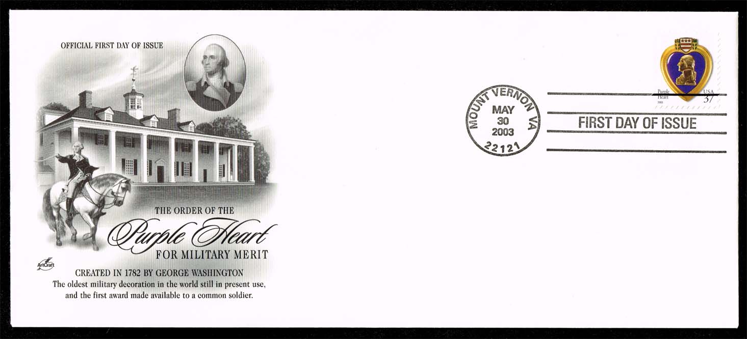 US #3784 Purple Heart First Day Cover; Unaddressed w/ Cachet - Click Image to Close